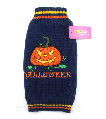 Suéter de Punto "Halloween Pumpkin" para Perros y Gatos - Azul Marino